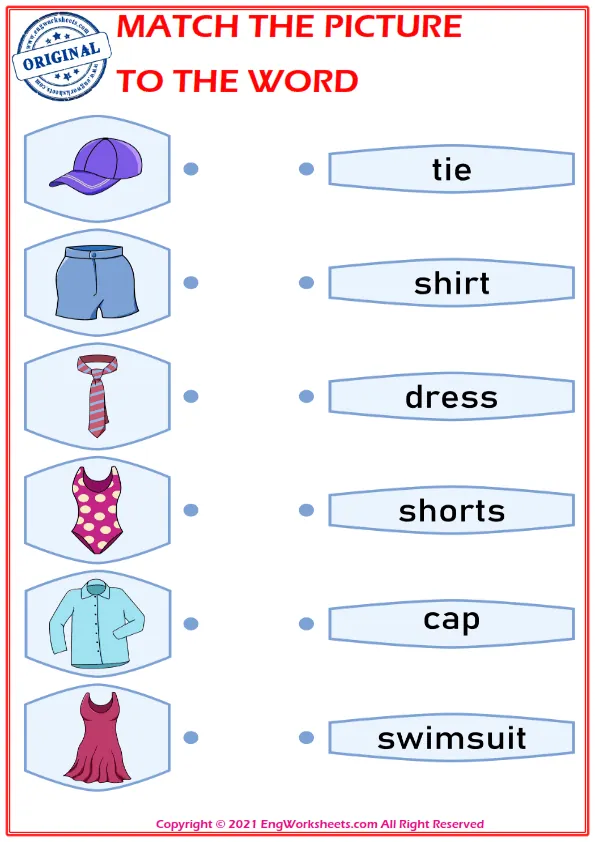 Match the picture to the word worksheet for children Worksheet Preview