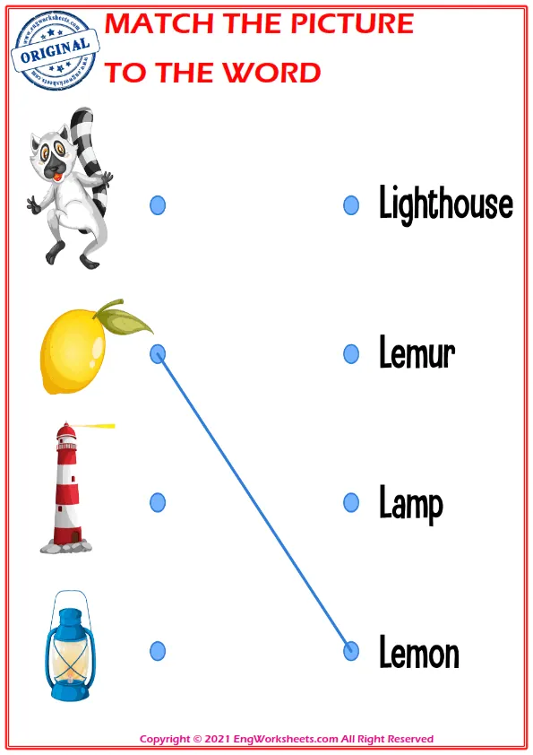 Match the picture to the word worksheet for children Worksheet Preview