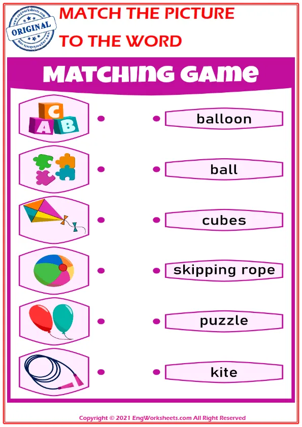 Match the picture to the word worksheet for children Worksheet Preview