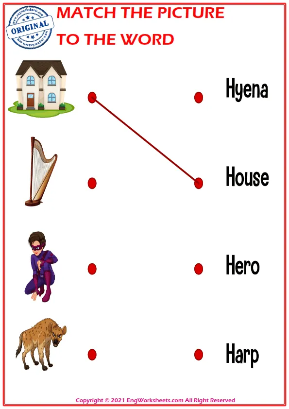 Match the picture to the word worksheet for children Worksheet Preview