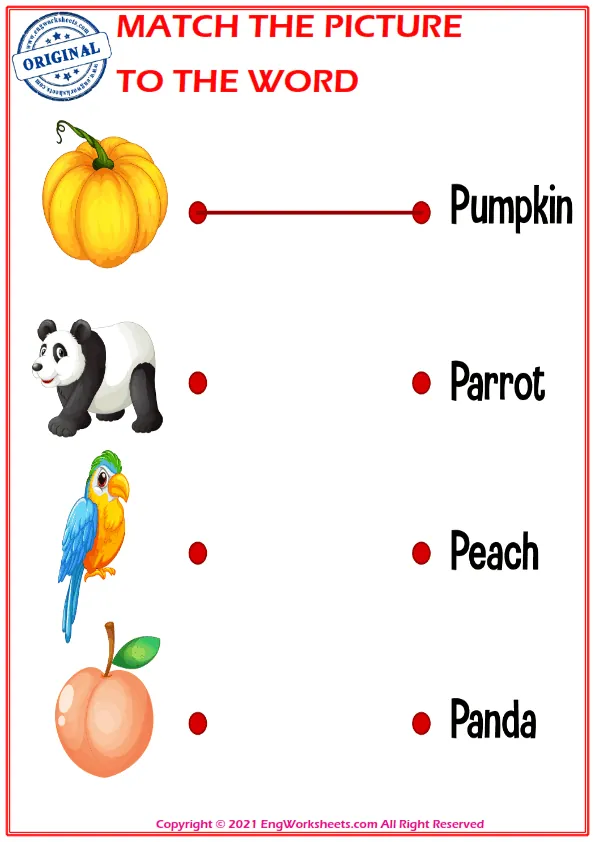 Match the picture to the word worksheet for children Worksheet Preview