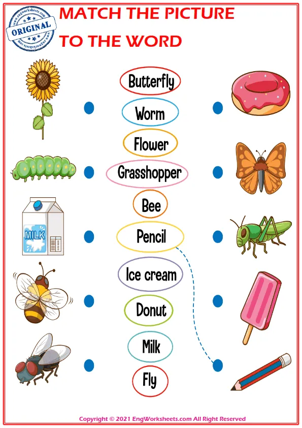 Match the picture to the word worksheet for children Worksheet Preview