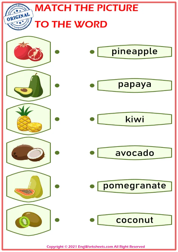 Match the picture to the word worksheet for children Worksheet Preview