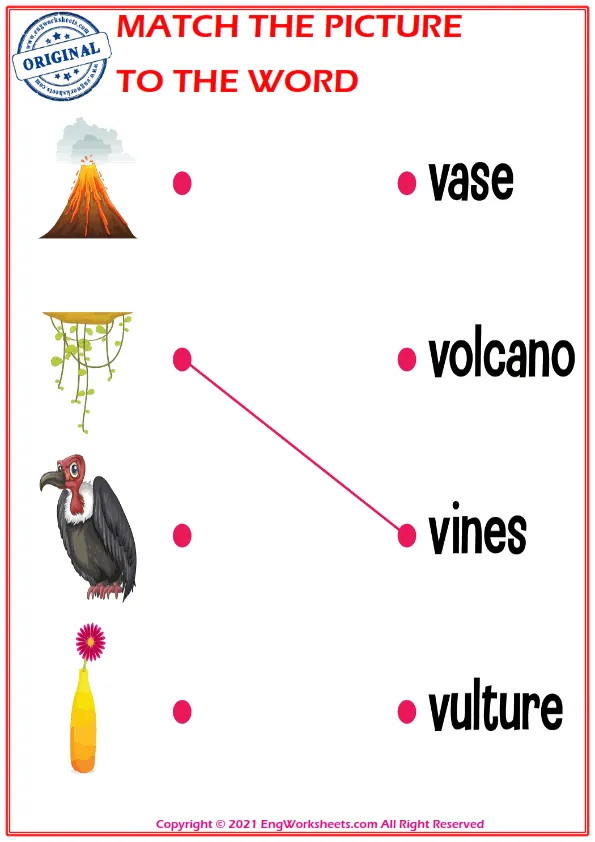 Match the picture to the word worksheet for children Worksheet Preview