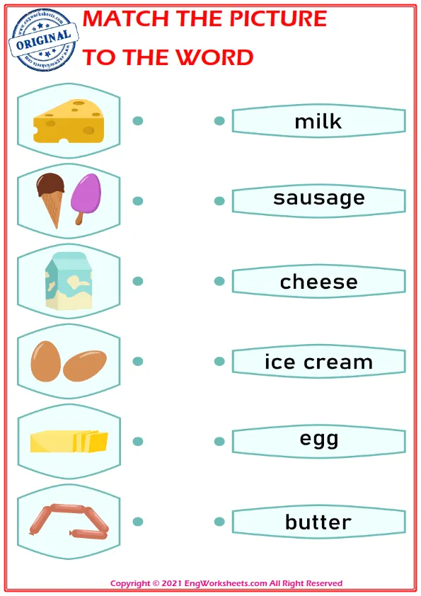 Match the picture to the word worksheet for children Worksheet Preview