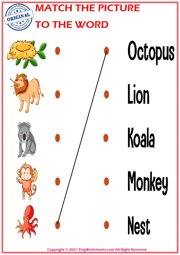 Match the picture to the word worksheet for children Worksheet Preview
