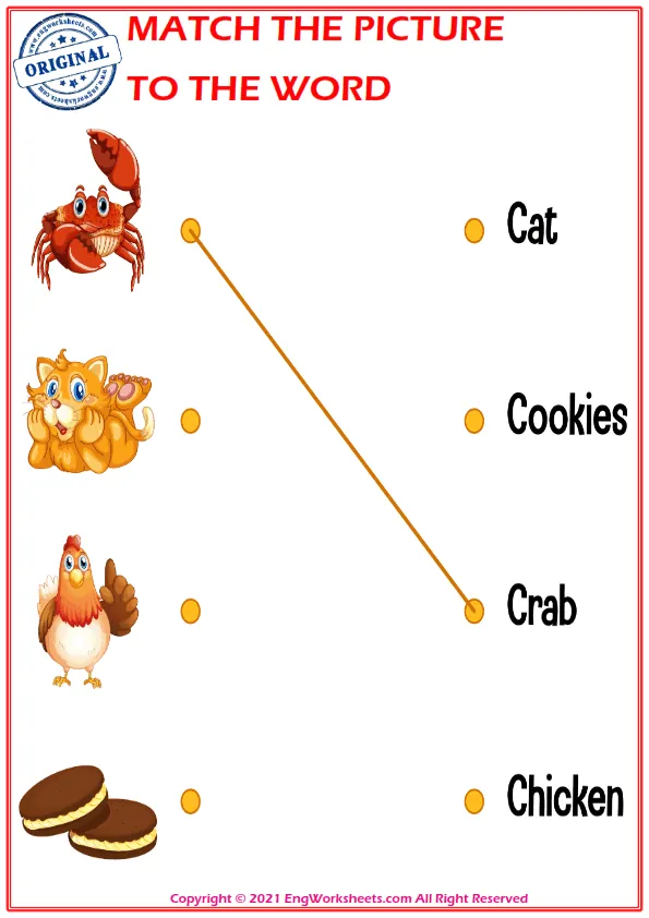 Match the picture to the word worksheet for children Worksheet Preview