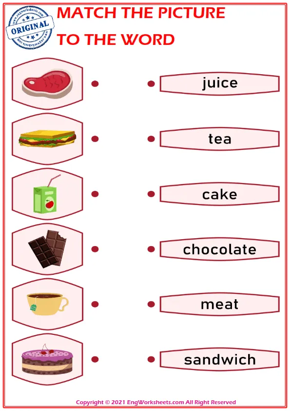 Match the picture to the word worksheet for children Worksheet Preview