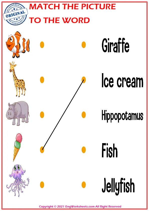 Match the picture to the word worksheet for children Worksheet Preview