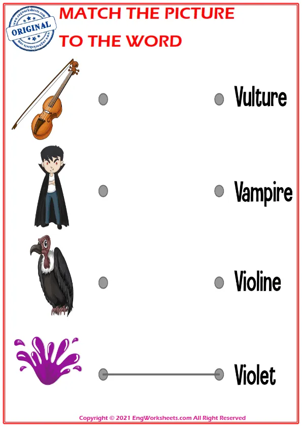 Match the picture to the word worksheet for children Worksheet Preview