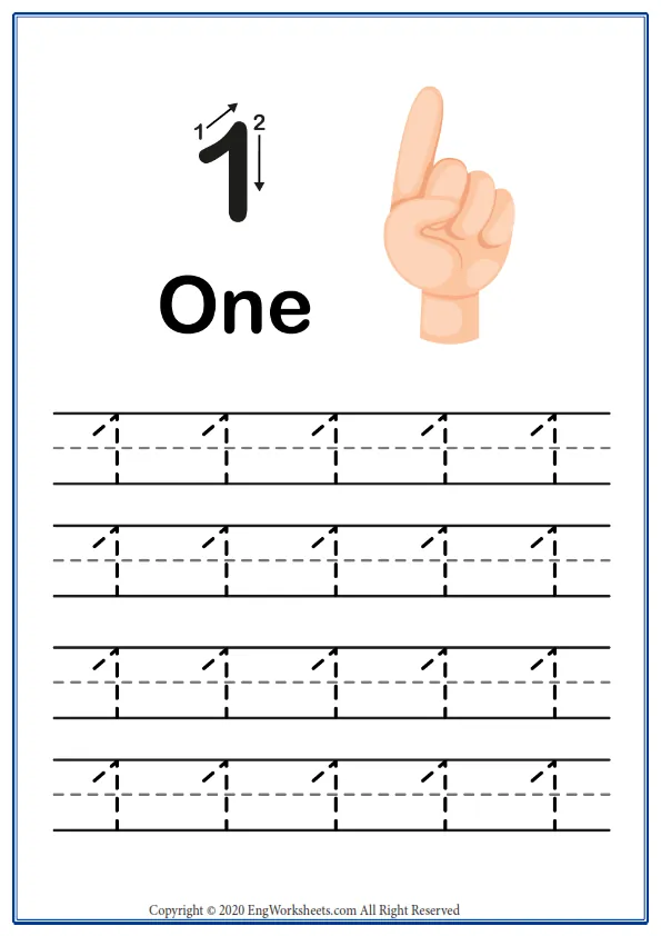 Number 1 Exercise With Cartoon Worksheet Preview