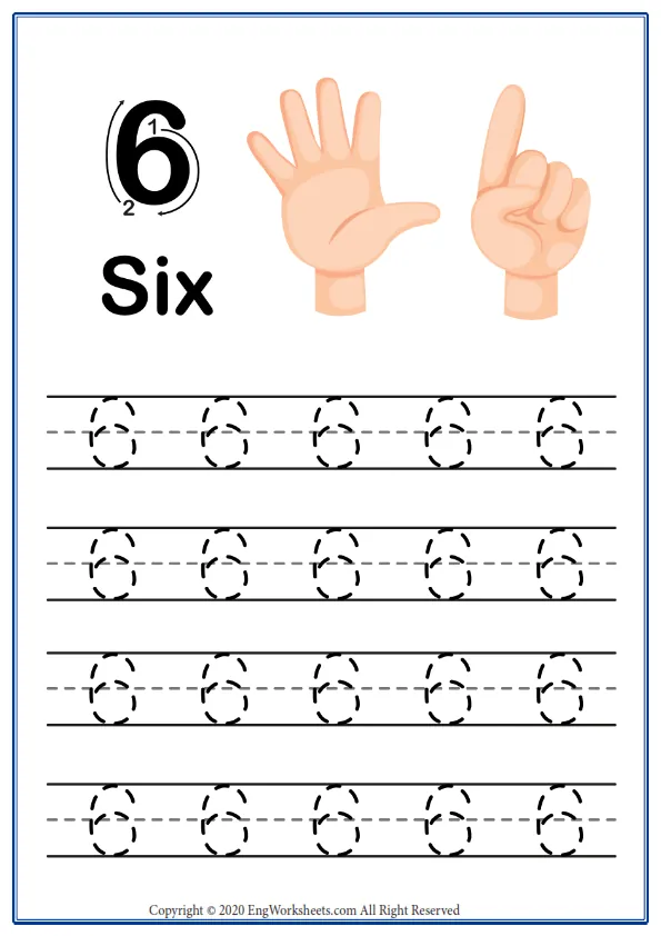 Number 6 Exercise With Cartoon Worksheet Preview