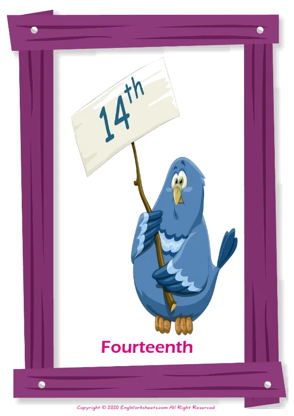 Ordinal Numbers English vocabulary worksheet with full-page words Worksheet Preview