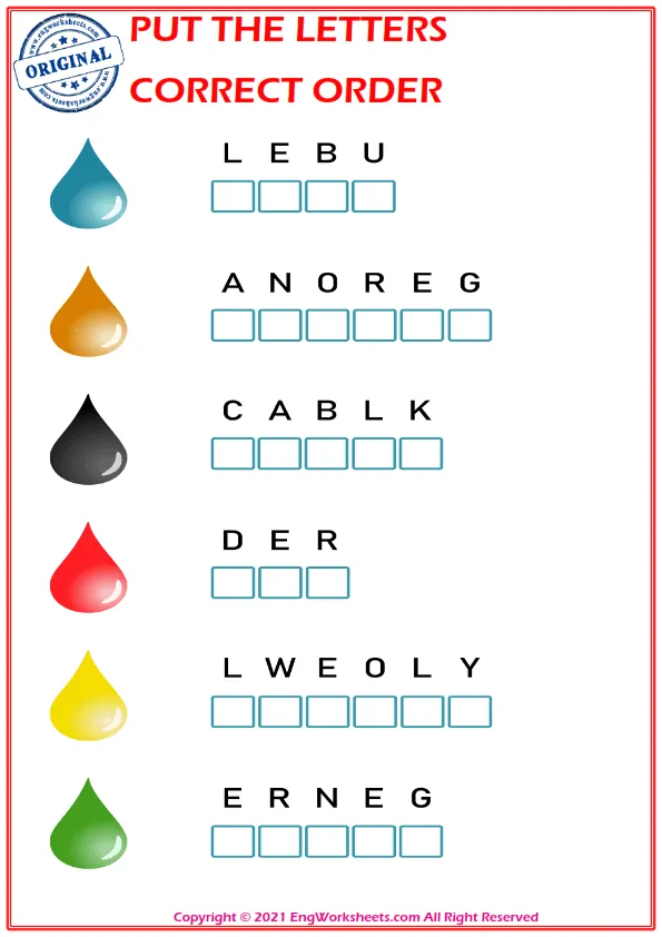 Put the letters in the correct order. worksheet for children. Worksheet Preview