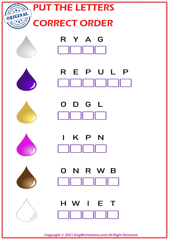 Put the letters in the correct order. worksheet for children. Worksheet Preview