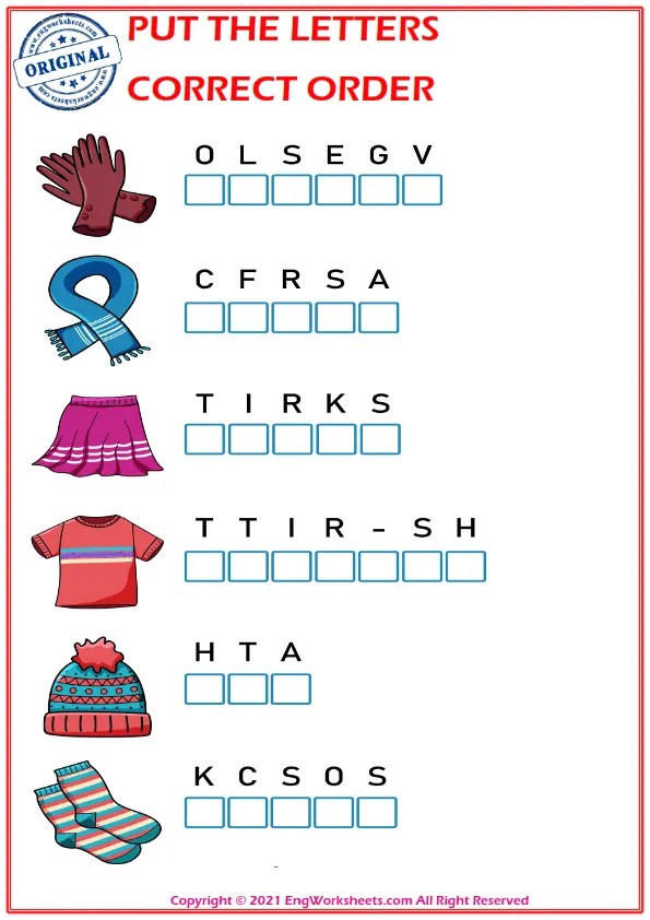 Put the letters in the correct order. worksheet for children. Worksheet Preview