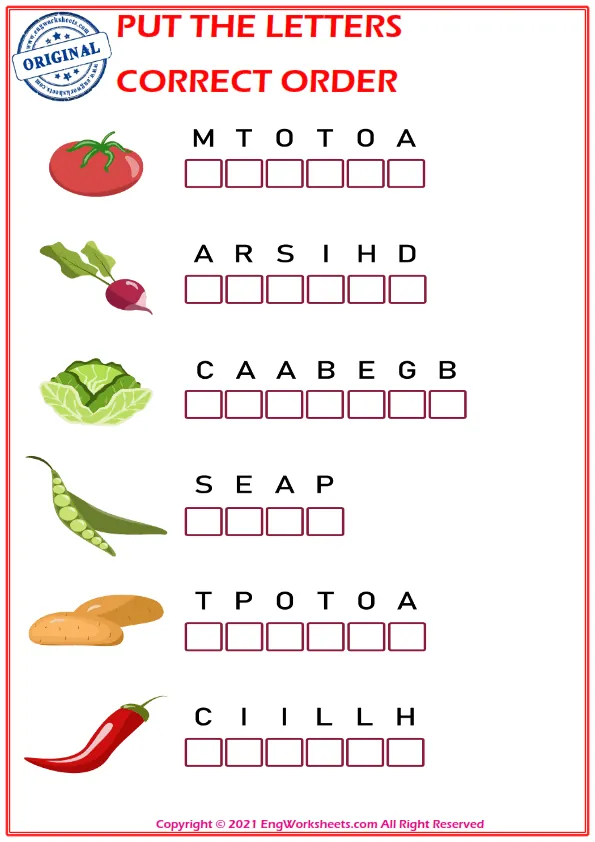 Put the letters in the correct order. worksheet for children. Worksheet Preview