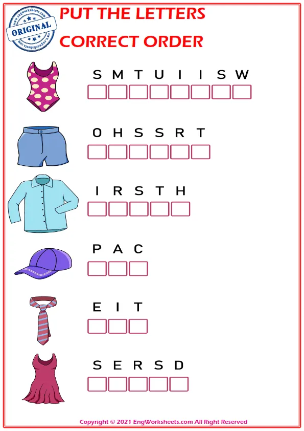 Put the letters in the correct order. worksheet for children. Worksheet Preview