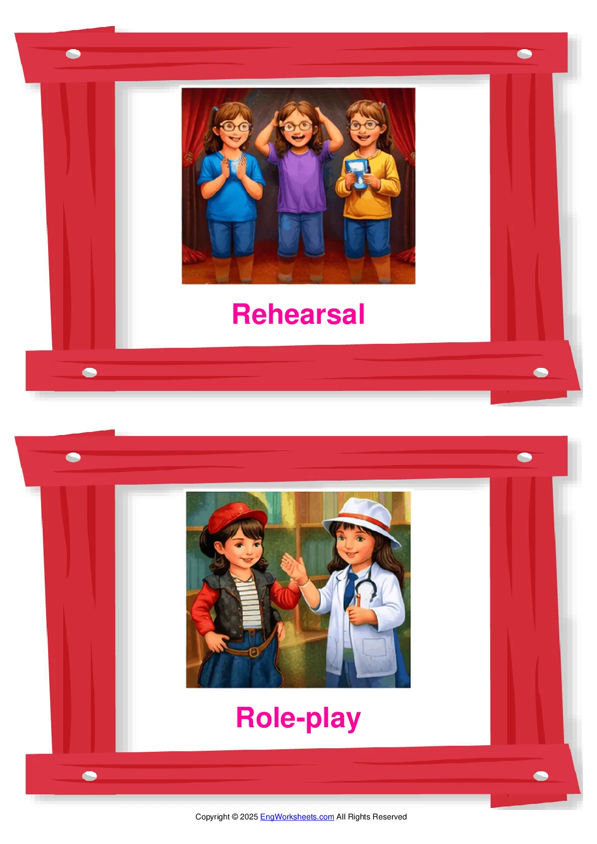 School Life (Activities) vocabulary worksheet with words, two images per page Worksheet Preview