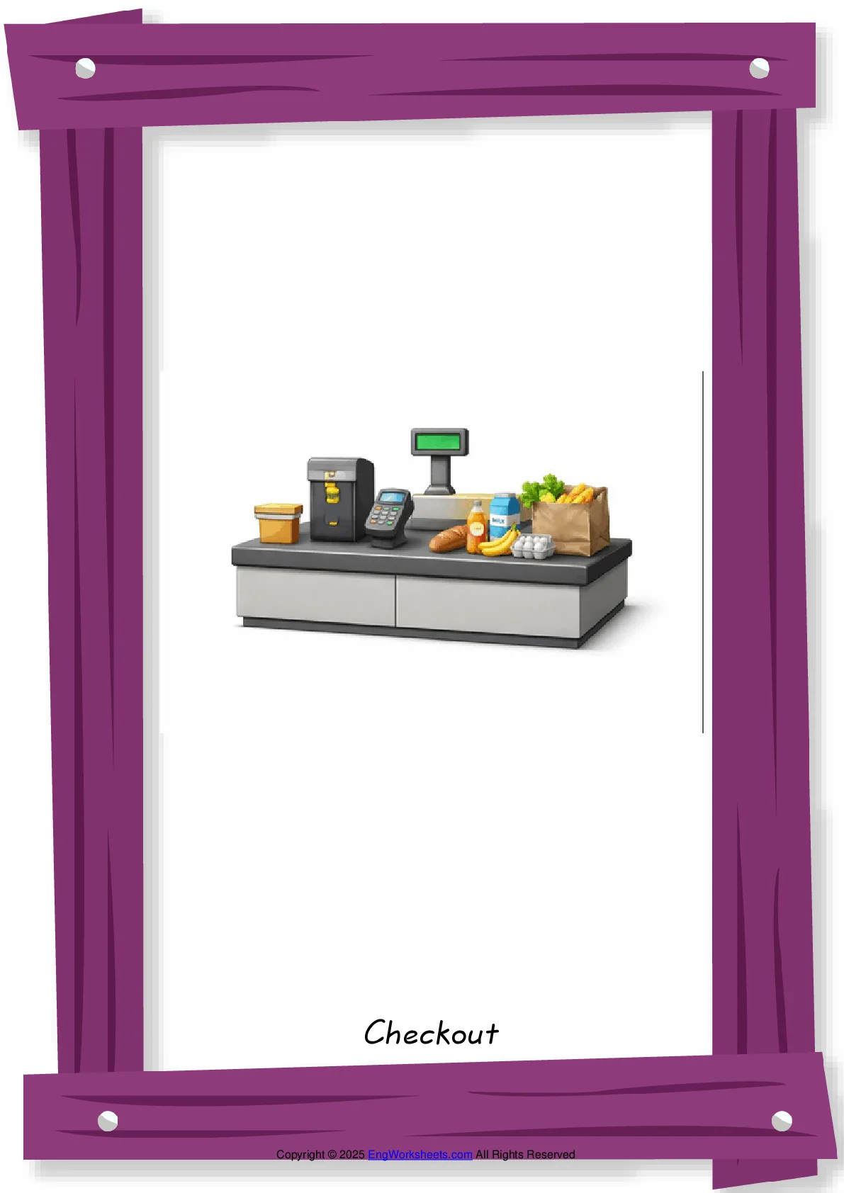 Supermarket English vocabulary worksheet with full-page words Worksheet Preview