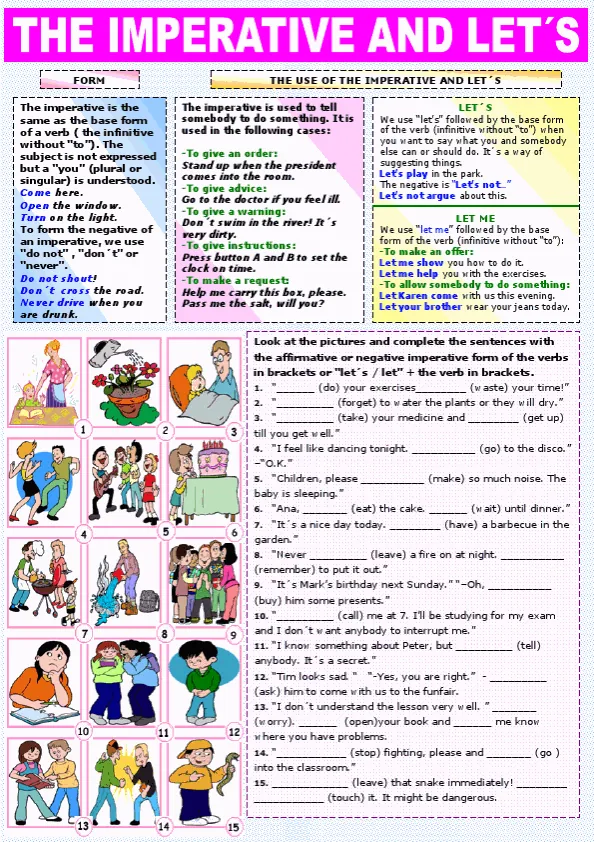 The Imperative And Let's Worksheet Preview