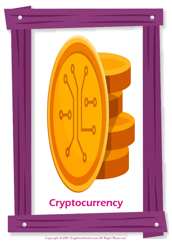 Virtual Currency English vocabulary worksheet with full-page words Worksheet Preview