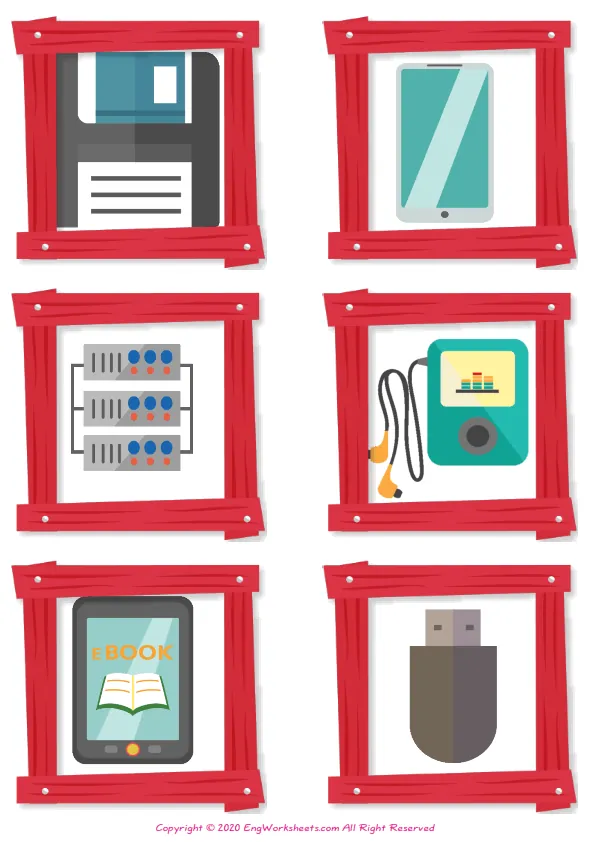 Wordless Devices vocabulary worksheet with six images per page Worksheet Preview