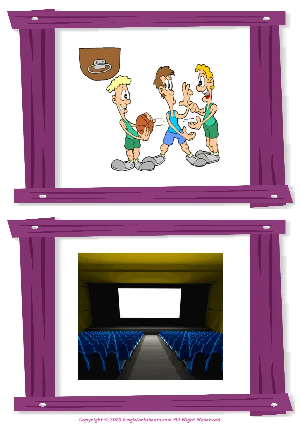 Wordless School Parts vocabulary worksheet with two images per page Worksheet Preview