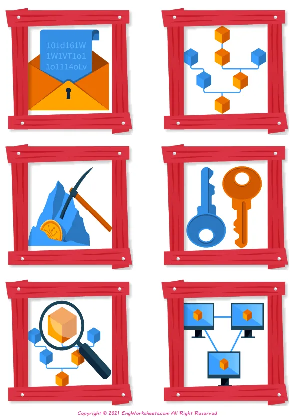 Wordless Virtual Currency vocabulary worksheet with six images per page Worksheet Preview