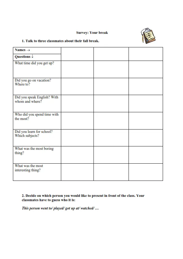 Survey Worksheet Preview