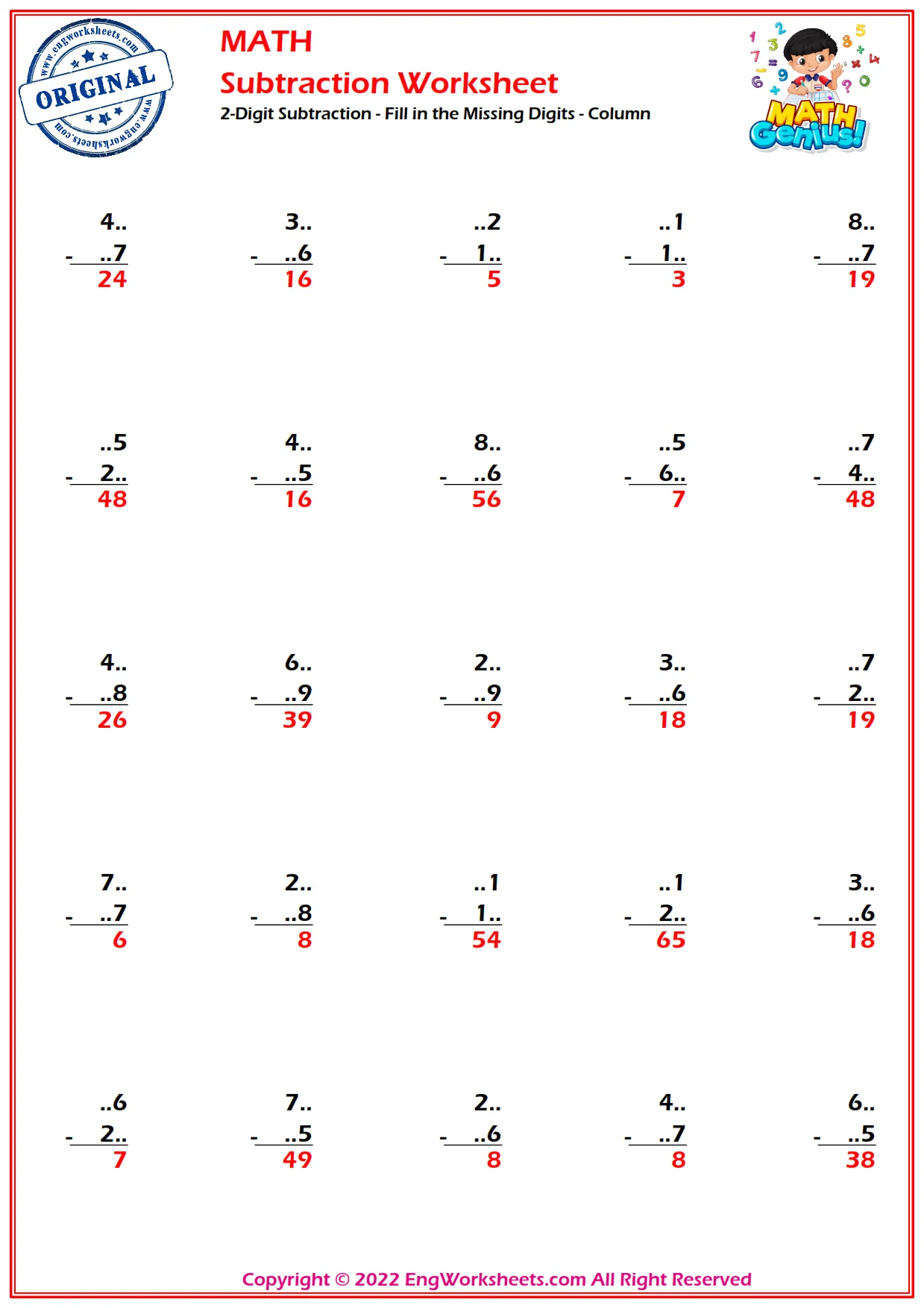 2-Digits Subtraction